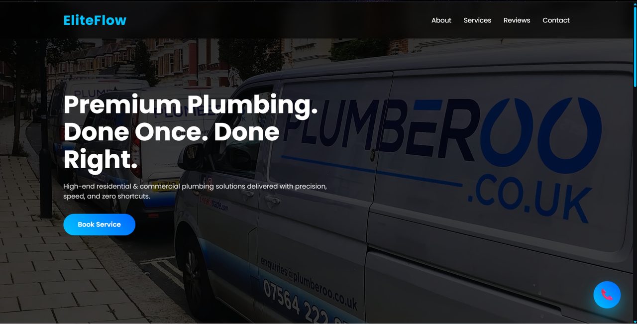 Plumber website homepage designed by YRB Nova